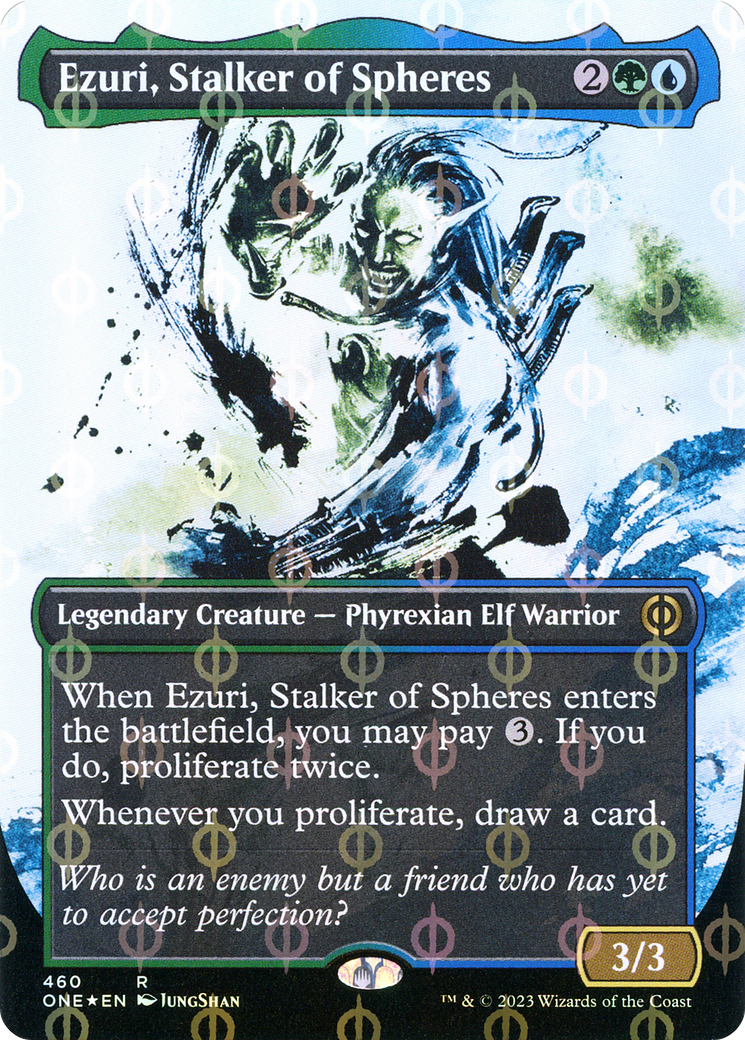 Ezuri, Stalker of Spheres (Borderless Ichor Step-and-Compleat Foil) [Phyrexia: All Will Be One] | Exor Games Truro