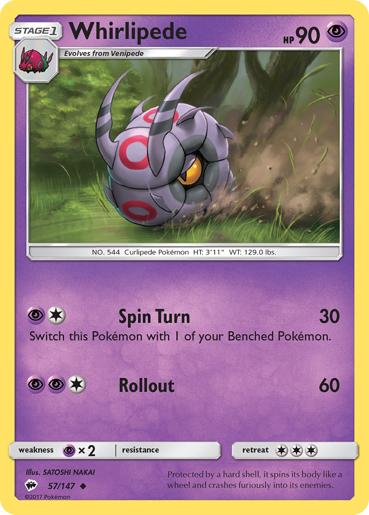 Whirlipede (57/147) [Sun & Moon: Burning Shadows] | Exor Games Truro