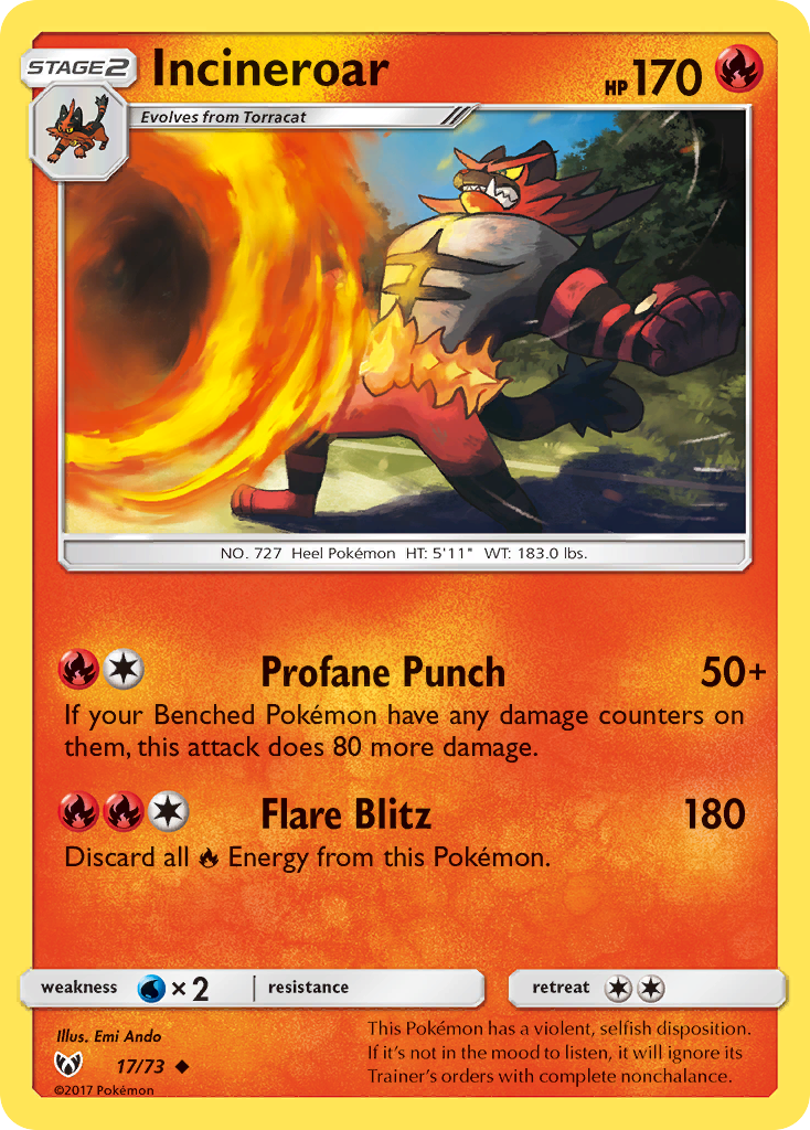 Incineroar (17/73) [Sun & Moon: Shining Legends] | Exor Games Truro