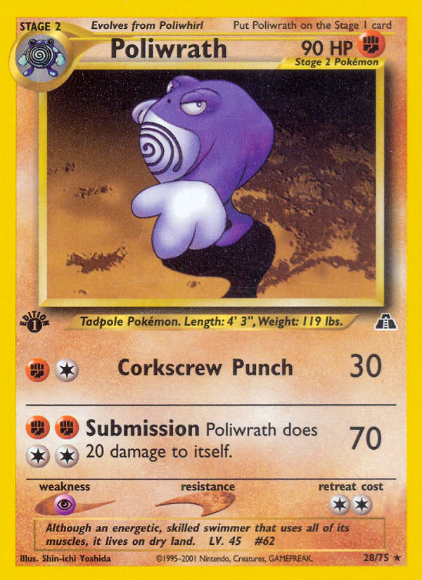 Poliwrath (28/75) [Neo Discovery 1st Edition] | Exor Games Truro