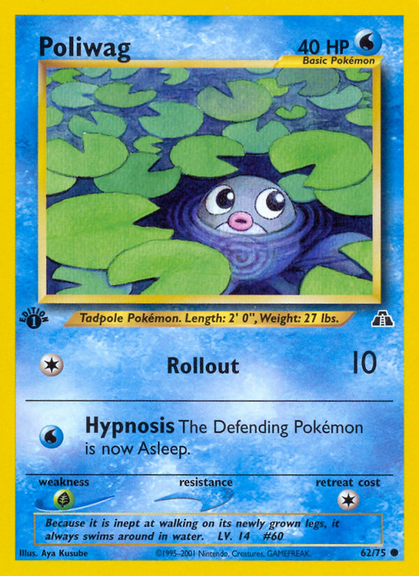 Poliwag (62/75) [Neo Discovery 1st Edition] | Exor Games Truro