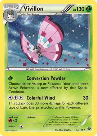 Vivillon (17/146) (Meadow Form/Pink Wings) (Cosmos Holo) [XY: Base Set] | Exor Games Truro