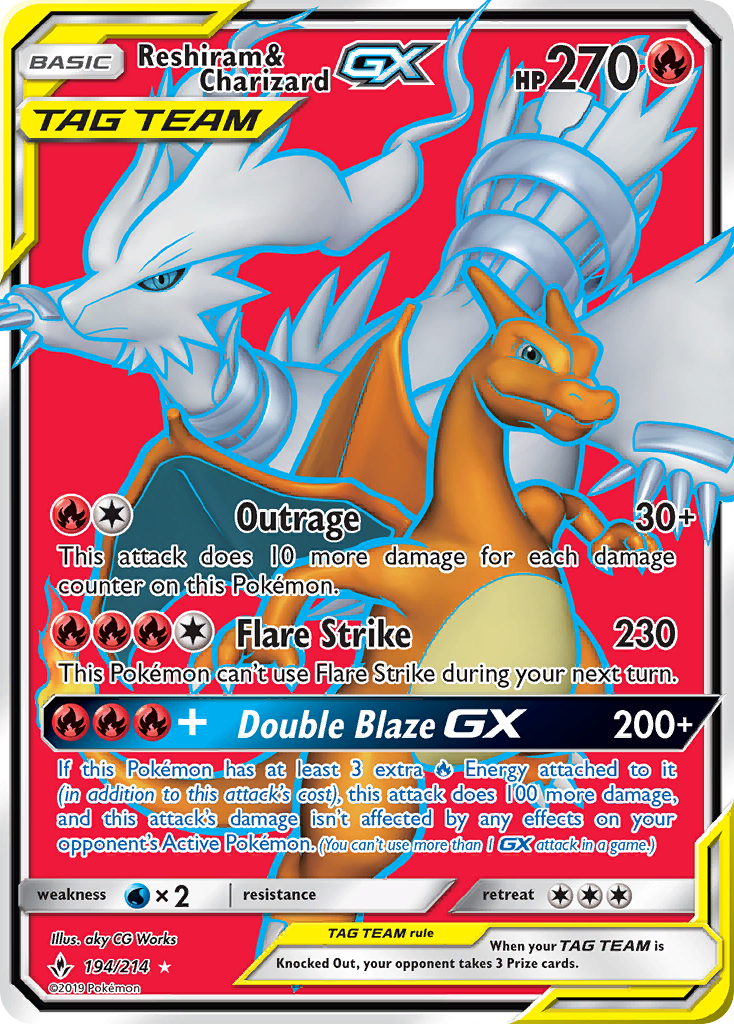 Reshiram & Charizard GX (194/214) [Sun & Moon: Unbroken Bonds] | Exor Games Truro