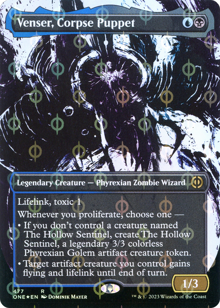 Venser, Corpse Puppet (Borderless Ichor Step-and-Compleat Foil) [Phyrexia: All Will Be One] | Exor Games Truro