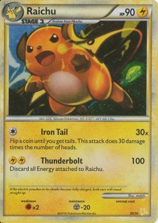 Raichu (30/30) [HeartGold & SoulSilver: Trainer Kit - Raichu] | Exor Games Truro