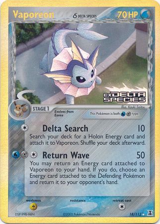 Vaporeon (18/113) (Delta Species) (Stamped) [EX: Delta Species] | Exor Games Truro