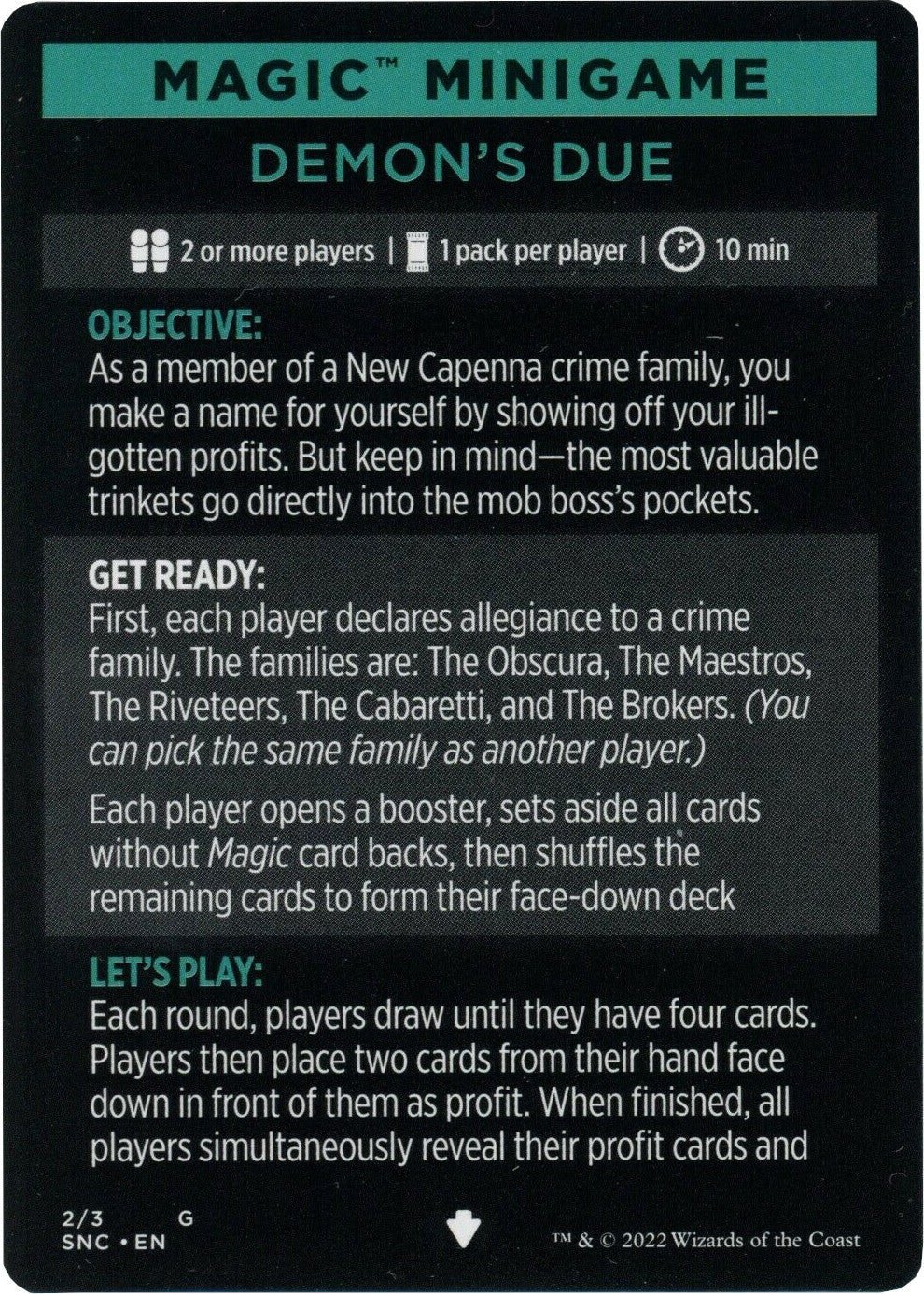 Demon's Due (Magic Minigame) [Streets of New Capenna Minigame] | Exor Games Truro