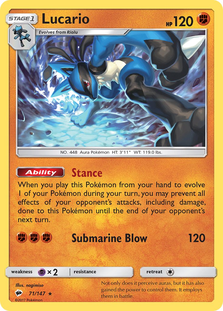 Lucario (71/147) (Theme Deck Exclusive) [Sun & Moon: Burning Shadows] | Exor Games Truro