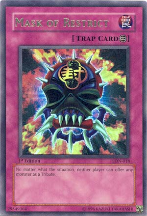 Mask of Restrict [LON-018] Ultra Rare | Exor Games Truro