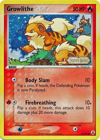 Growlithe (55/92) (Stamped) [EX: Legend Maker] | Exor Games Truro