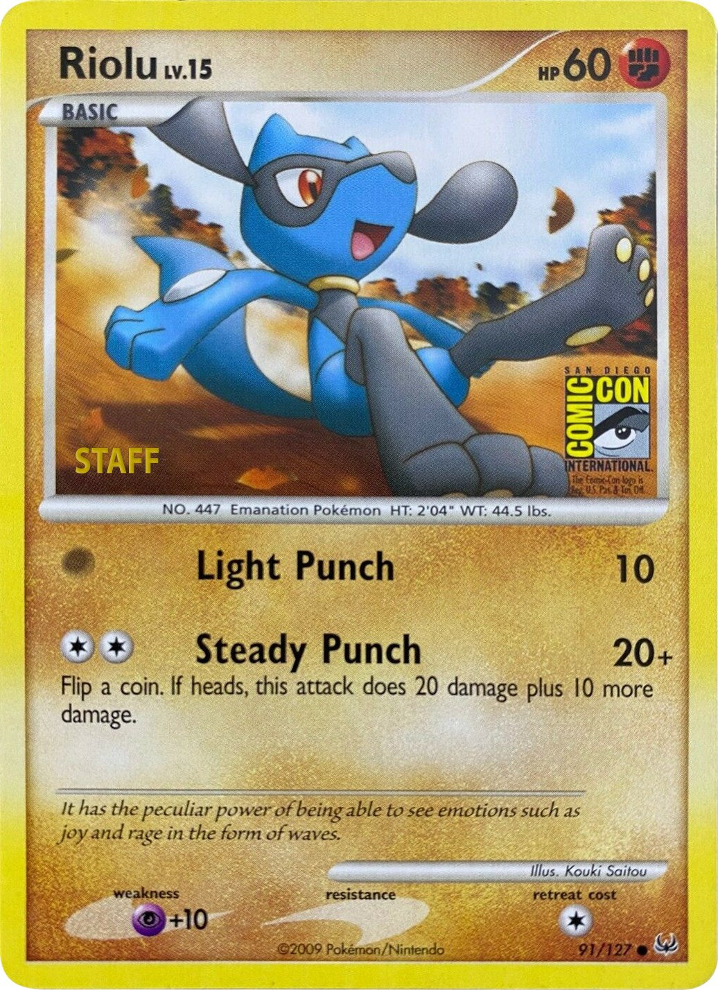 Riolu (91/127) (SDCC 2009) (Staff) [Platinum: Base Set] | Exor Games Truro
