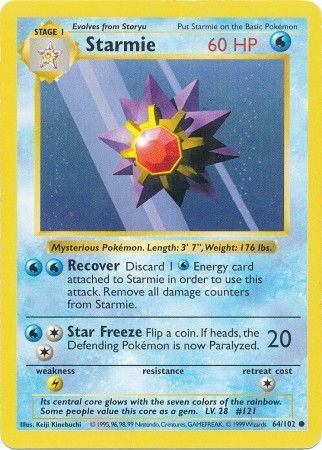 Starmie (64/102) [Base Set Shadowless Unlimited] | Exor Games Truro