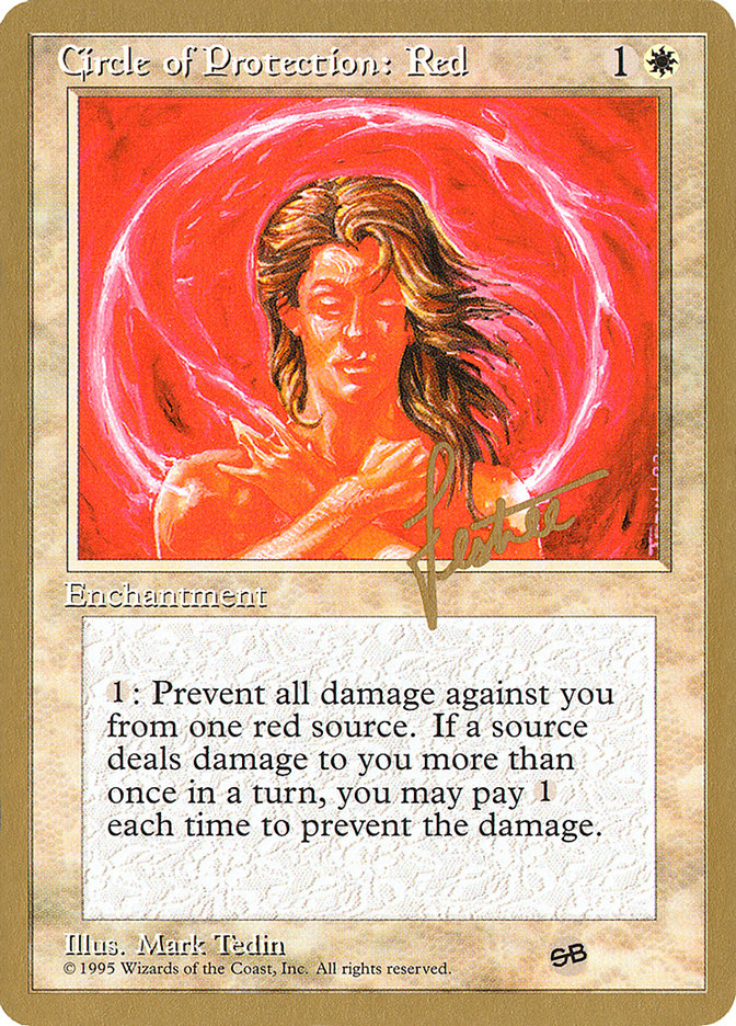 Circle of Protection: Red (Bertrand Lestree) (SB) (4ED) [Pro Tour Collector Set] | Exor Games Truro