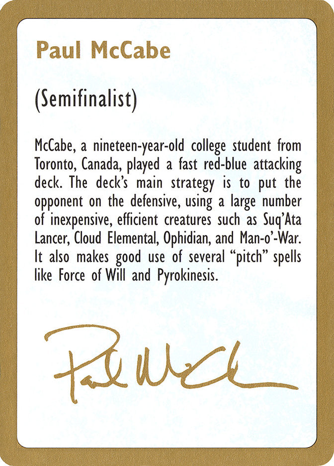 Paul McCabe Bio [World Championship Decks 1997] | Exor Games Truro