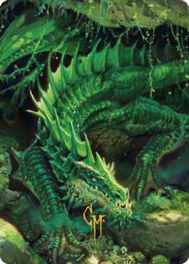 Lurking Green Dragon Art Card (Gold-Stamped Signature) [Commander Legends: Battle for Baldur's Gate Art Series] | Exor Games Truro