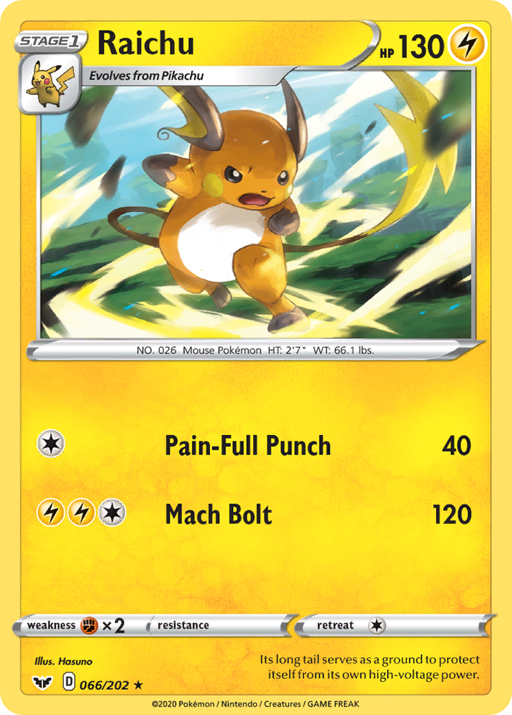 Raichu (066/202) [Sword & Shield: Base Set] | Exor Games Truro