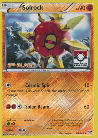 Solrock (64/146) (3rd Place League Challenge Promo) [XY: Base Set] | Exor Games Truro