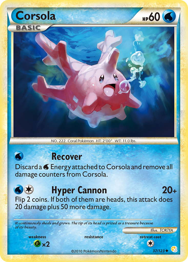 Corsola (37/123) [HeartGold & SoulSilver: Base Set] | Exor Games Truro