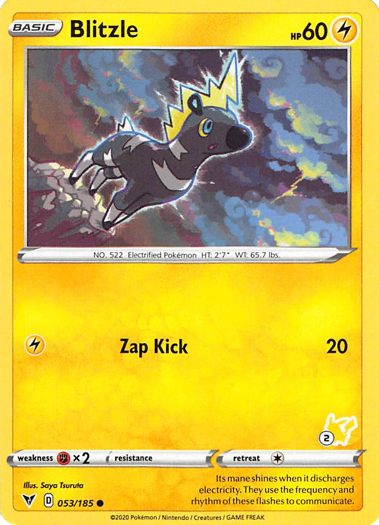 Blitzle (053/185) (Pikachu Stamp #2) [Battle Academy 2022] | Exor Games Truro