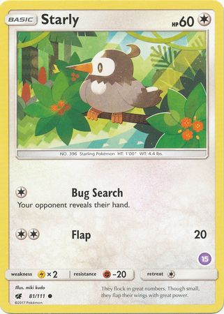 Starly (81/111) (Deck Exclusive #15) [Sun & Moon: Trainer Kit - Alolan Sandslash] | Exor Games Truro