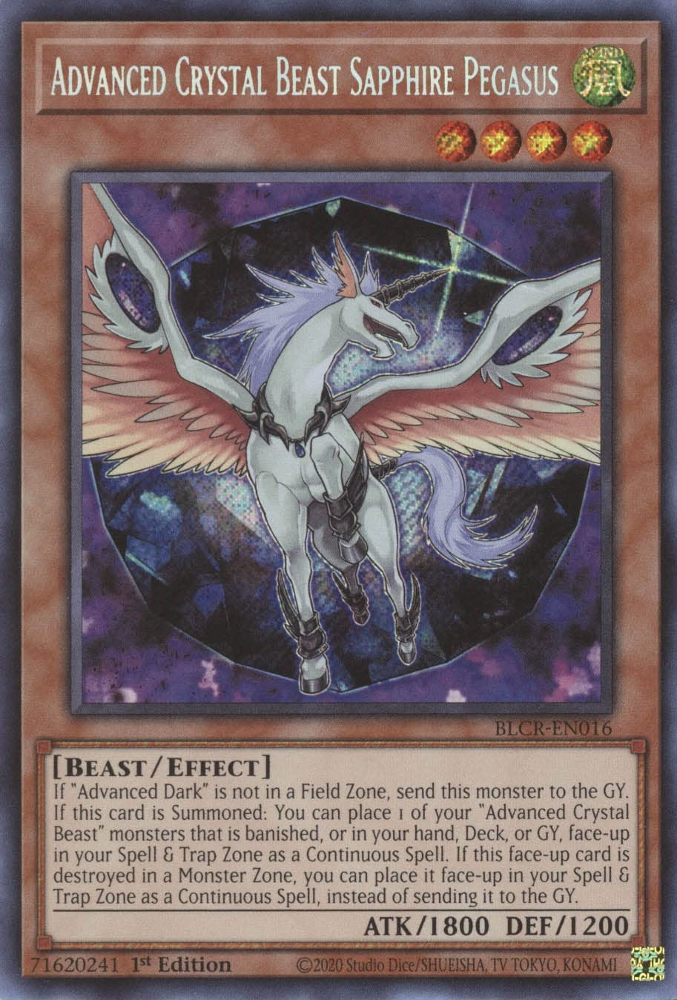 Advanced Crystal Beast Sapphire Pegasus [BLCR-EN016] Secret Rare | Exor Games Truro