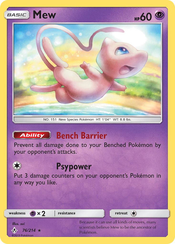 Mew (76/214) (Theme Deck Exclusive) [Sun & Moon: Unbroken Bonds] | Exor Games Truro