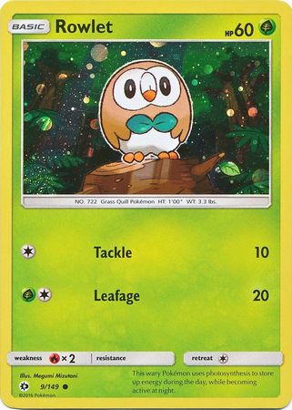 Rowlet (9/149) (Cosmos Holo) [Sun & Moon: Base Set] | Exor Games Truro