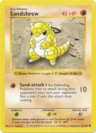 Sandshrew (62/102) [Base Set Shadowless Unlimited] | Exor Games Truro