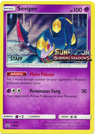 Seviper (SM46) (Staff Prerelease Promo) [Sun & Moon: Black Star Promos] | Exor Games Truro