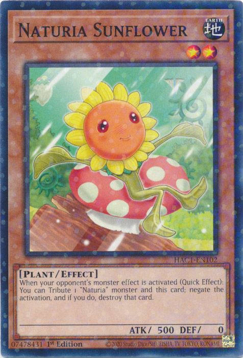 Naturia Sunflower (Duel Terminal) [HAC1-EN102] Parallel Rare | Exor Games Truro