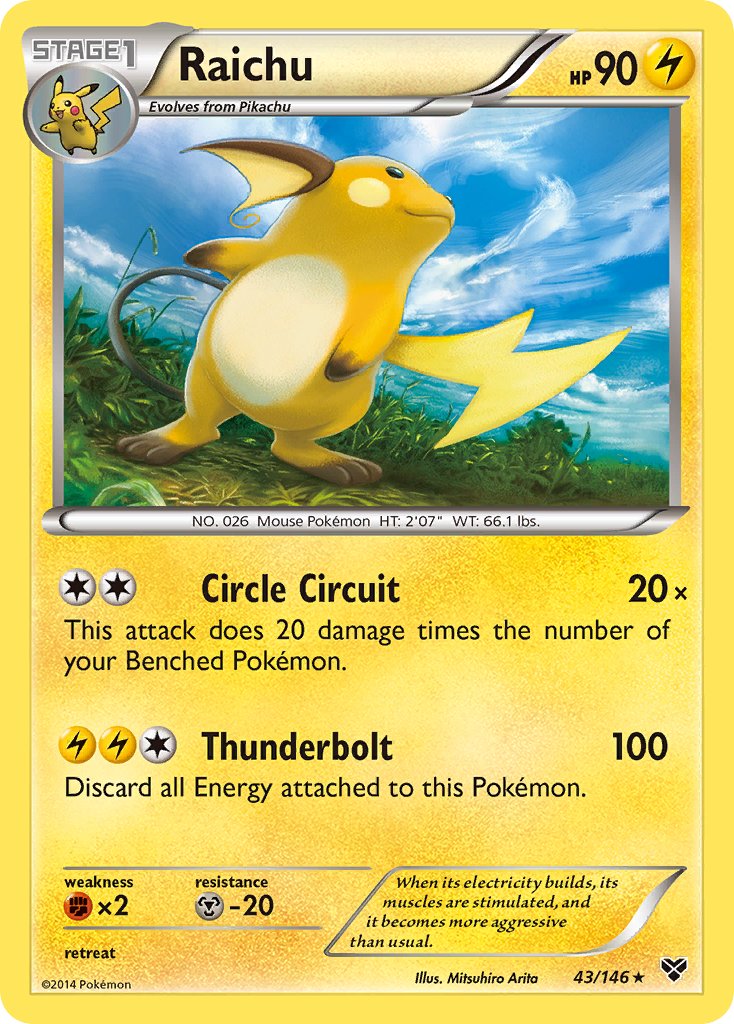 Raichu (43/146) (Battle Arena Deck Exclusive) (Theme Deck Exclusive) [XY: Base Set] | Exor Games Truro