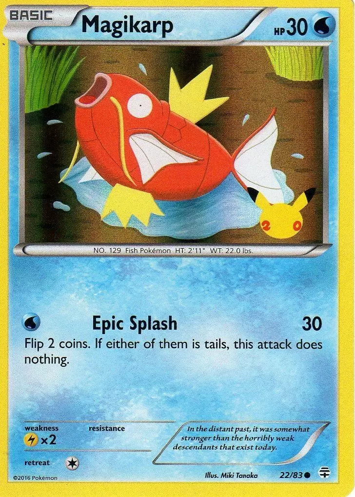 Magikarp (22/83) (20th Anniversary Stamp) [XY: Generations] | Exor Games Truro