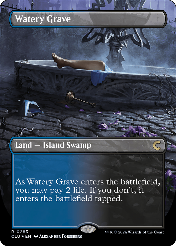 Watery Grave (Borderless) [Ravnica: Clue Edition] | Exor Games Truro