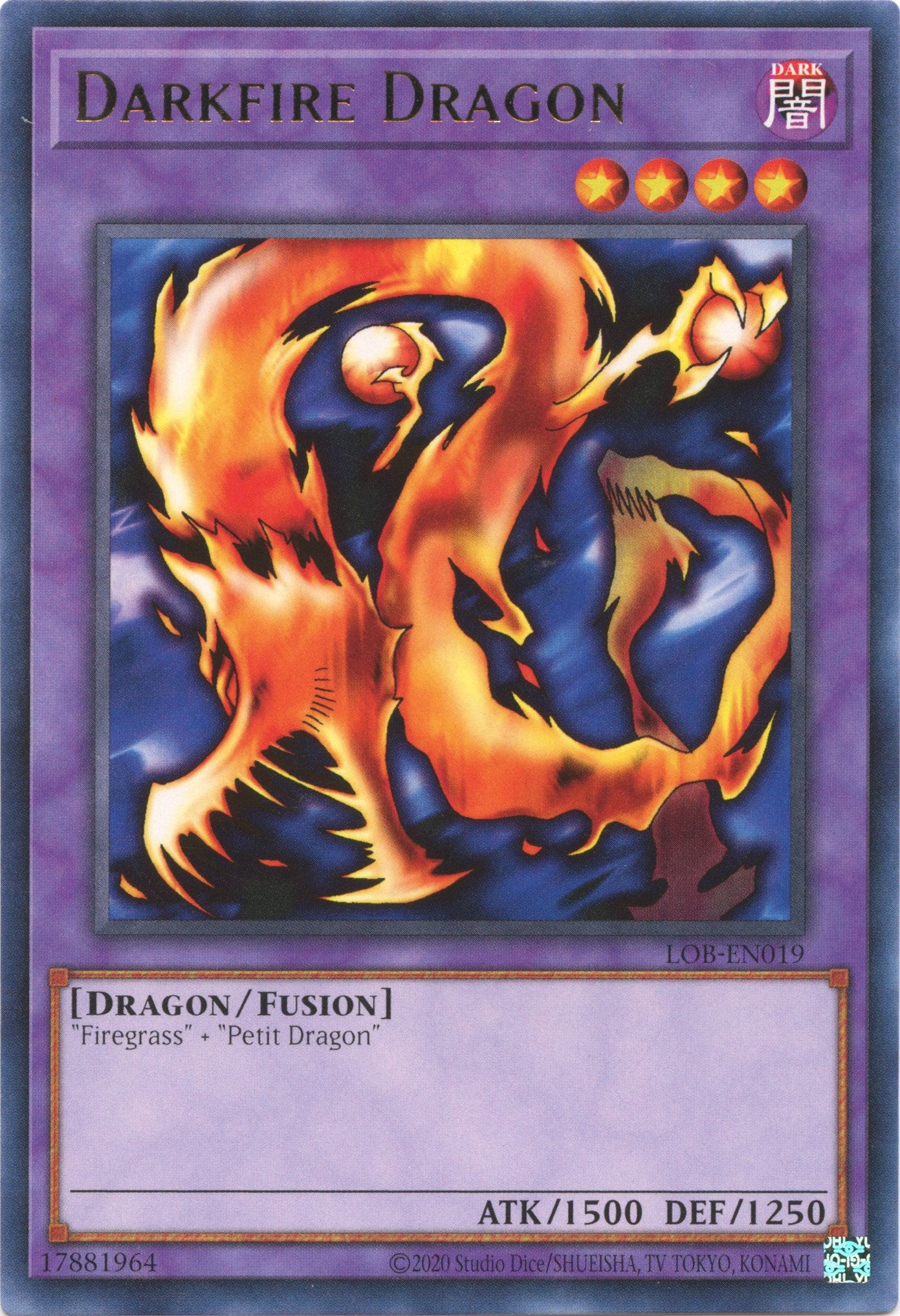 Darkfire Dragon (25th Anniversary) [LOB-EN019] Rare | Exor Games Truro