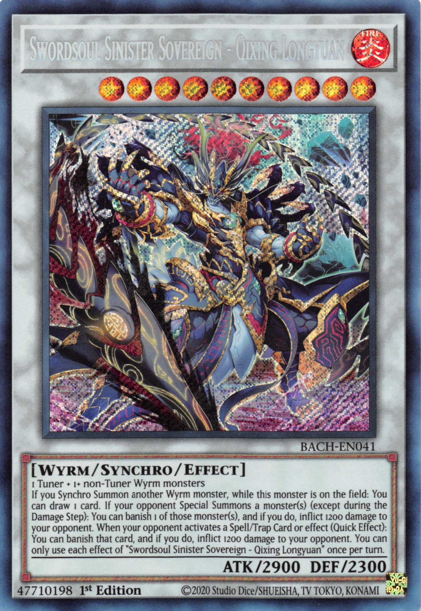 Swordsoul Sinister Sovereign - Qixing Longyuan [BACH-EN041] Secret Rare | Exor Games Truro