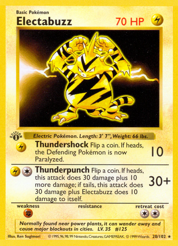 Electabuzz (20/102) (Shadowless) [Base Set 1st Edition] | Exor Games Truro