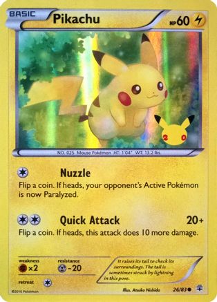 Pikachu (26/83) (20th Anniversary) [XY: Generations] | Exor Games Truro