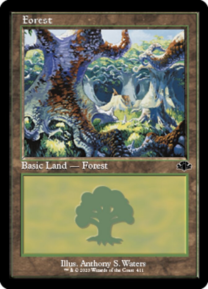 Forest (411) (Retro) [Dominaria Remastered] | Exor Games Truro