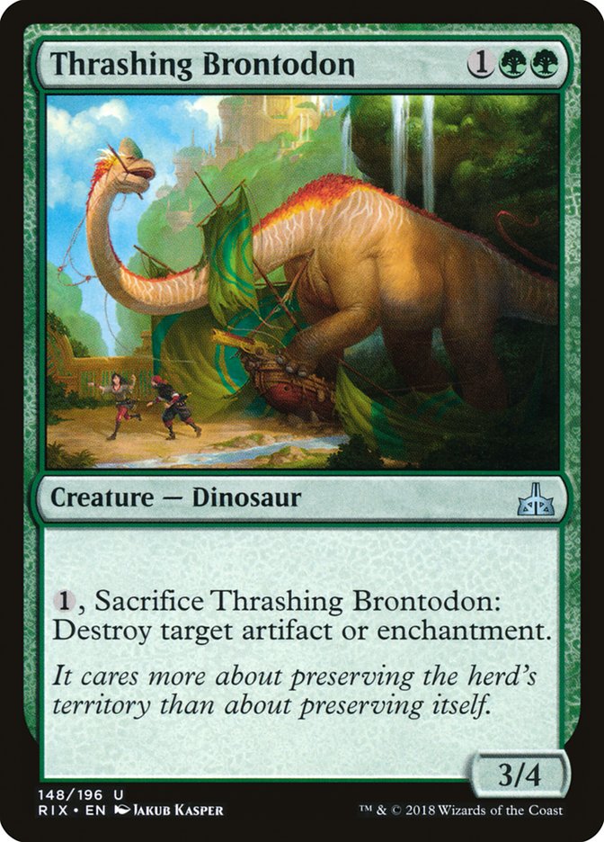 Thrashing Brontodon [Rivals of Ixalan] | Exor Games Truro