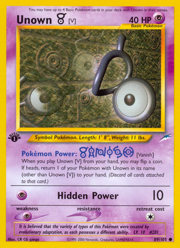 Unown [V] (89/105) [Neo Destiny 1st Edition] | Exor Games Truro