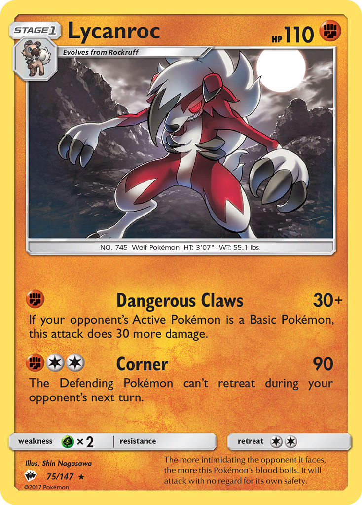 Lycanroc (75/147) [Sun & Moon: Burning Shadows] | Exor Games Truro