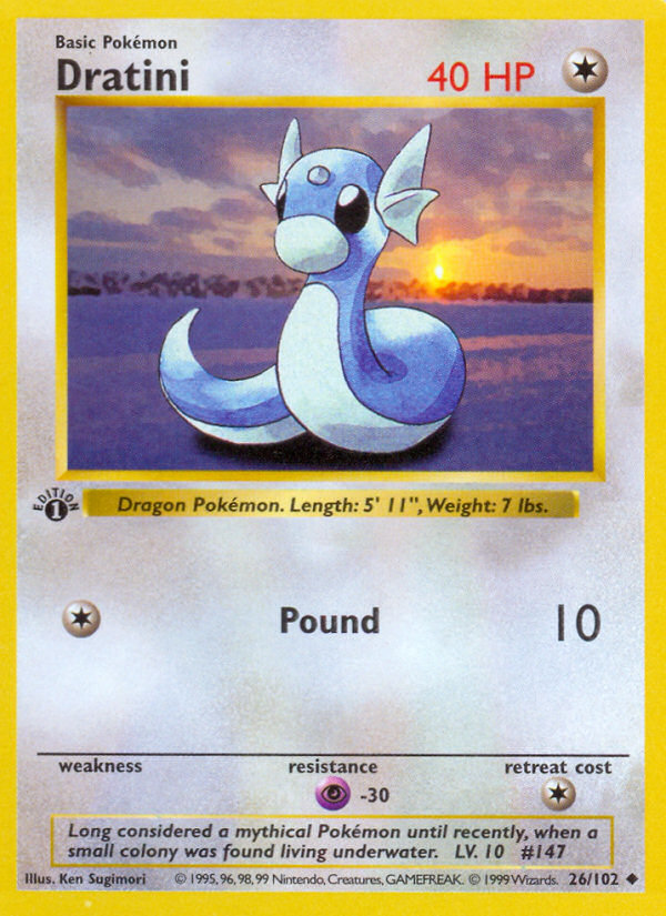 Dratini (26/102) (Shadowless) [Base Set 1st Edition] | Exor Games Truro