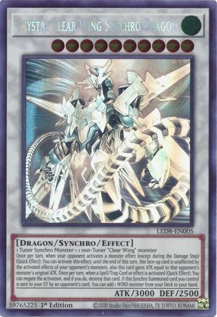 Crystal Clear Wing Synchro Dragon [LED8-EN005] Ghost Rare | Exor Games Truro