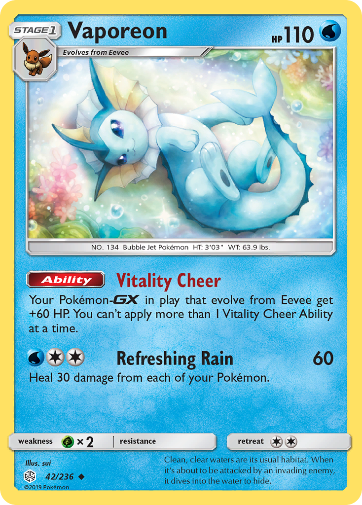 Vaporeon (42/236) [Sun & Moon: Cosmic Eclipse] | Exor Games Truro