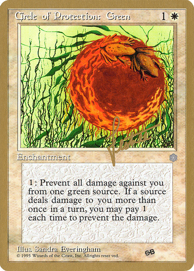 Circle of Protection: Green (Bertrand Lestree) (SB) (ICE) [Pro Tour Collector Set] | Exor Games Truro