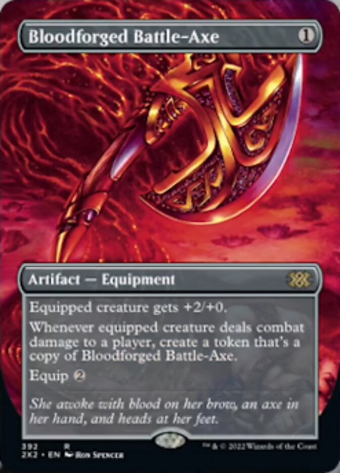 Bloodforged Battle-Axe (Borderless Alternate Art) [Double Masters 2022] | Exor Games Truro