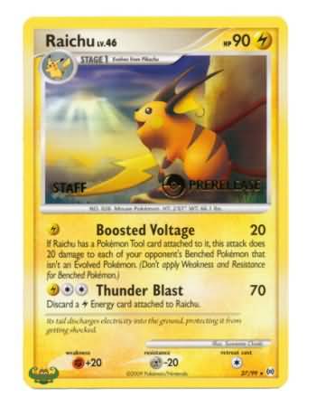 Raichu (27/99) (Staff Prerelease Promo) [Nintendo: Black Star Promos] | Exor Games Truro