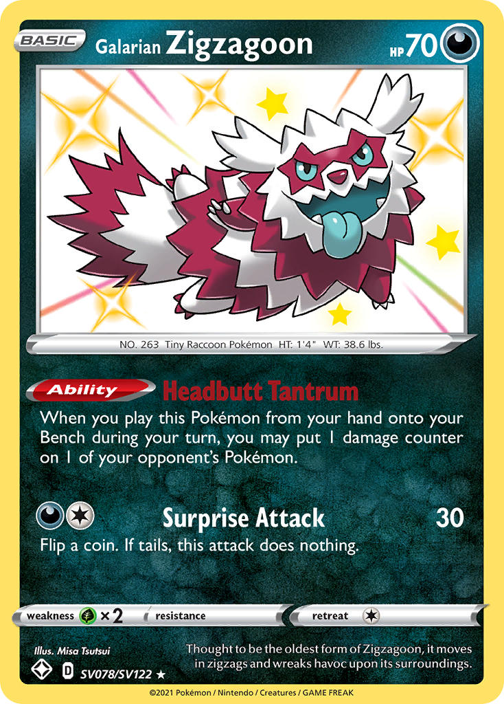 Galarian Zigzagoon (SV078/SV122) [Sword & Shield: Shining Fates] | Exor Games Truro