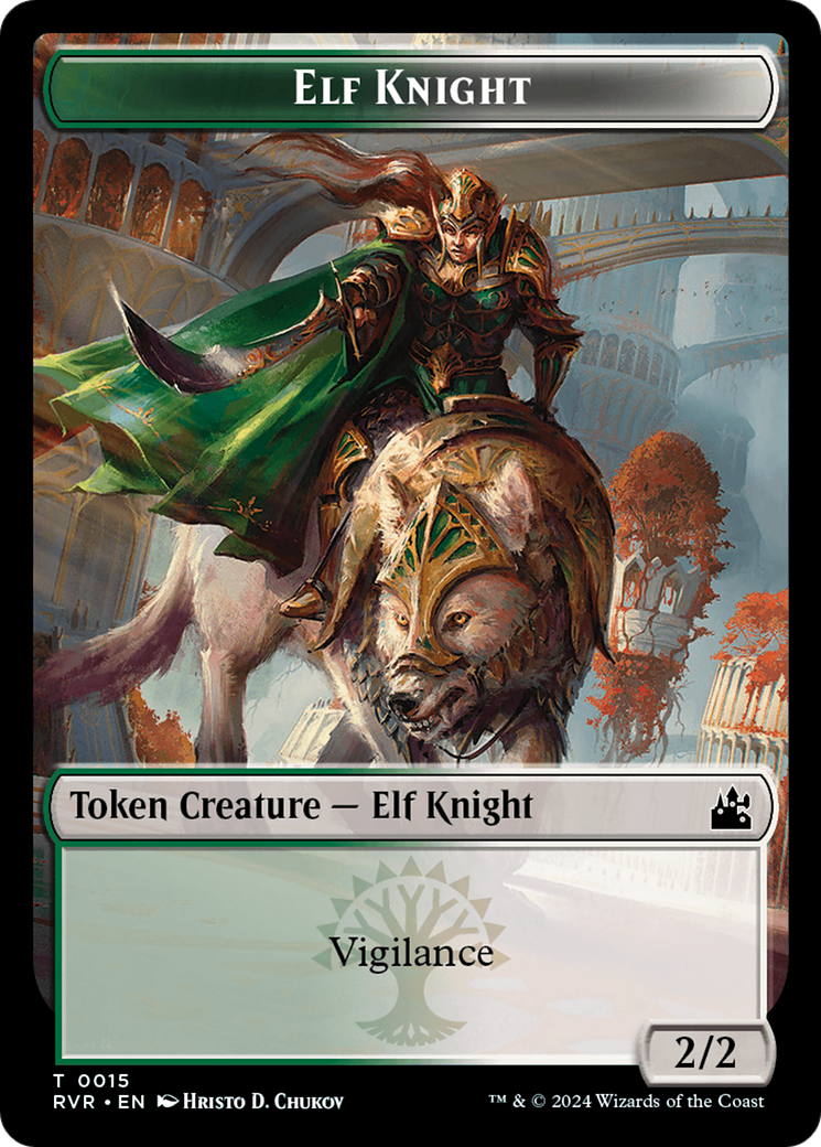 Elf Knight // Wurm Double-Sided Token [Ravnica Remastered Tokens] | Exor Games Truro