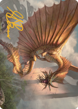 Ancient Gold Dragon Art Card (28) (Gold-Stamped Signature) [Commander Legends: Battle for Baldur's Gate Art Series] | Exor Games Truro